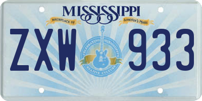 MS license plate ZXW933