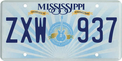 MS license plate ZXW937