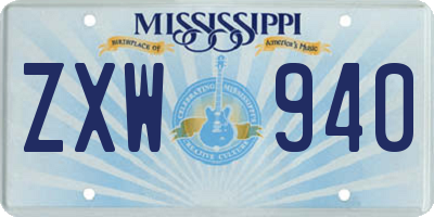 MS license plate ZXW940