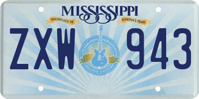 MS license plate ZXW943
