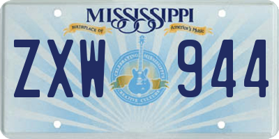 MS license plate ZXW944
