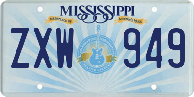 MS license plate ZXW949