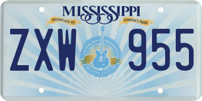MS license plate ZXW955