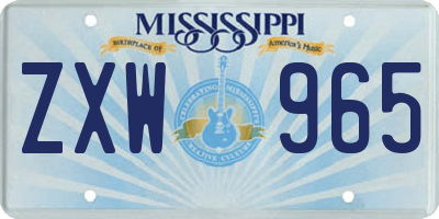 MS license plate ZXW965