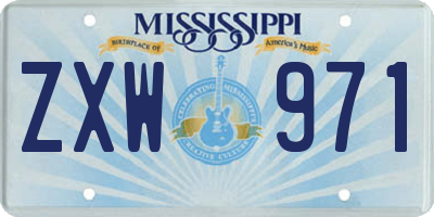 MS license plate ZXW971
