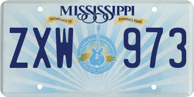 MS license plate ZXW973