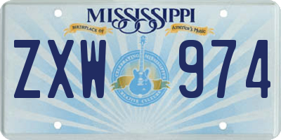 MS license plate ZXW974