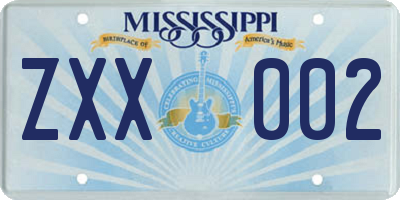MS license plate ZXX002