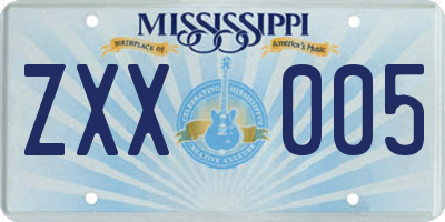 MS license plate ZXX005