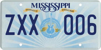 MS license plate ZXX006