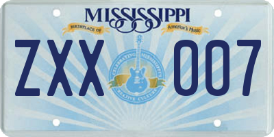 MS license plate ZXX007