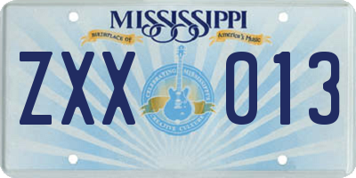 MS license plate ZXX013