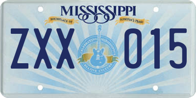 MS license plate ZXX015