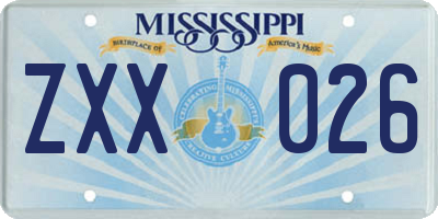 MS license plate ZXX026