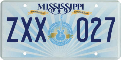 MS license plate ZXX027