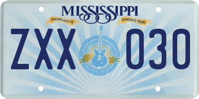 MS license plate ZXX030
