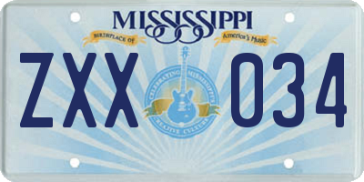 MS license plate ZXX034