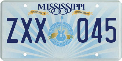 MS license plate ZXX045
