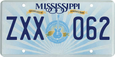 MS license plate ZXX062