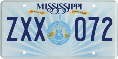 MS license plate ZXX072