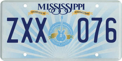 MS license plate ZXX076