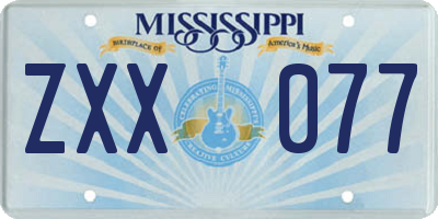 MS license plate ZXX077