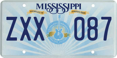 MS license plate ZXX087