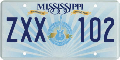 MS license plate ZXX102