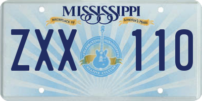 MS license plate ZXX110