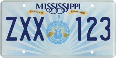 MS license plate ZXX123