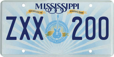 MS license plate ZXX200