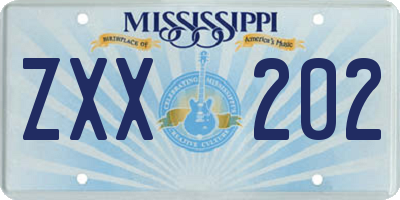 MS license plate ZXX202