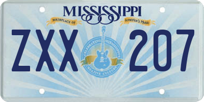 MS license plate ZXX207