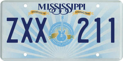MS license plate ZXX211