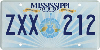 MS license plate ZXX212