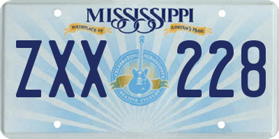 MS license plate ZXX228