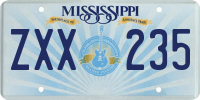MS license plate ZXX235