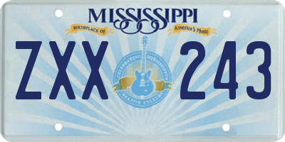 MS license plate ZXX243