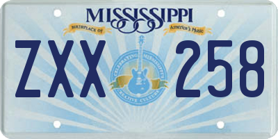 MS license plate ZXX258