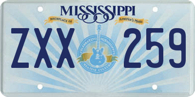 MS license plate ZXX259