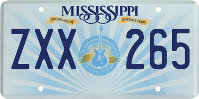 MS license plate ZXX265