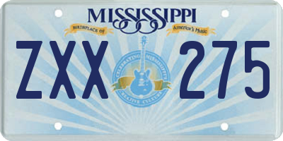 MS license plate ZXX275