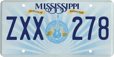 MS license plate ZXX278