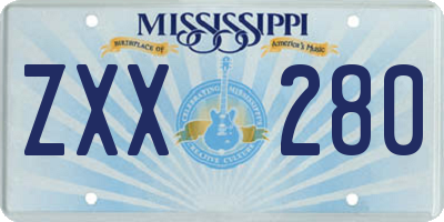 MS license plate ZXX280