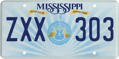 MS license plate ZXX303
