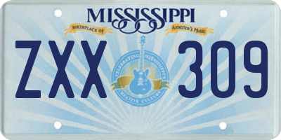 MS license plate ZXX309