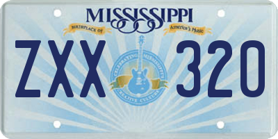 MS license plate ZXX320