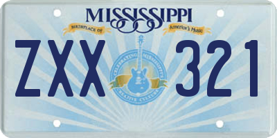 MS license plate ZXX321
