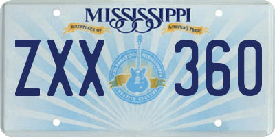 MS license plate ZXX360
