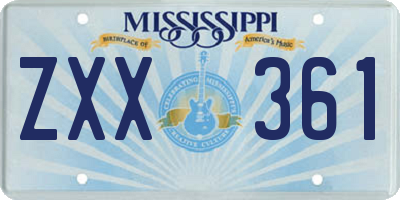 MS license plate ZXX361